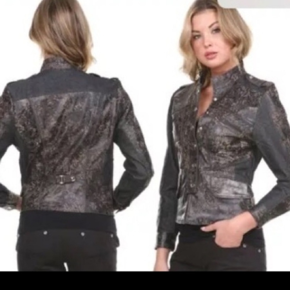 H & D Classic Leather Collection Cotton Denim Jacket